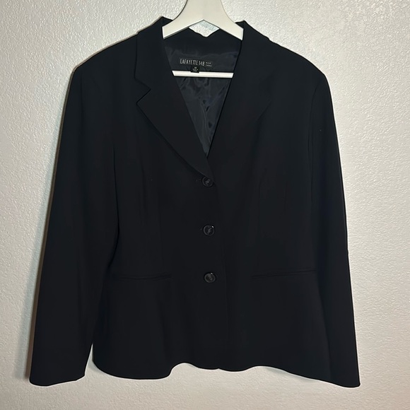 Lafayette 148 Deep Navy Virgin Wool Blazer Size 14 - Picture 1 of 8